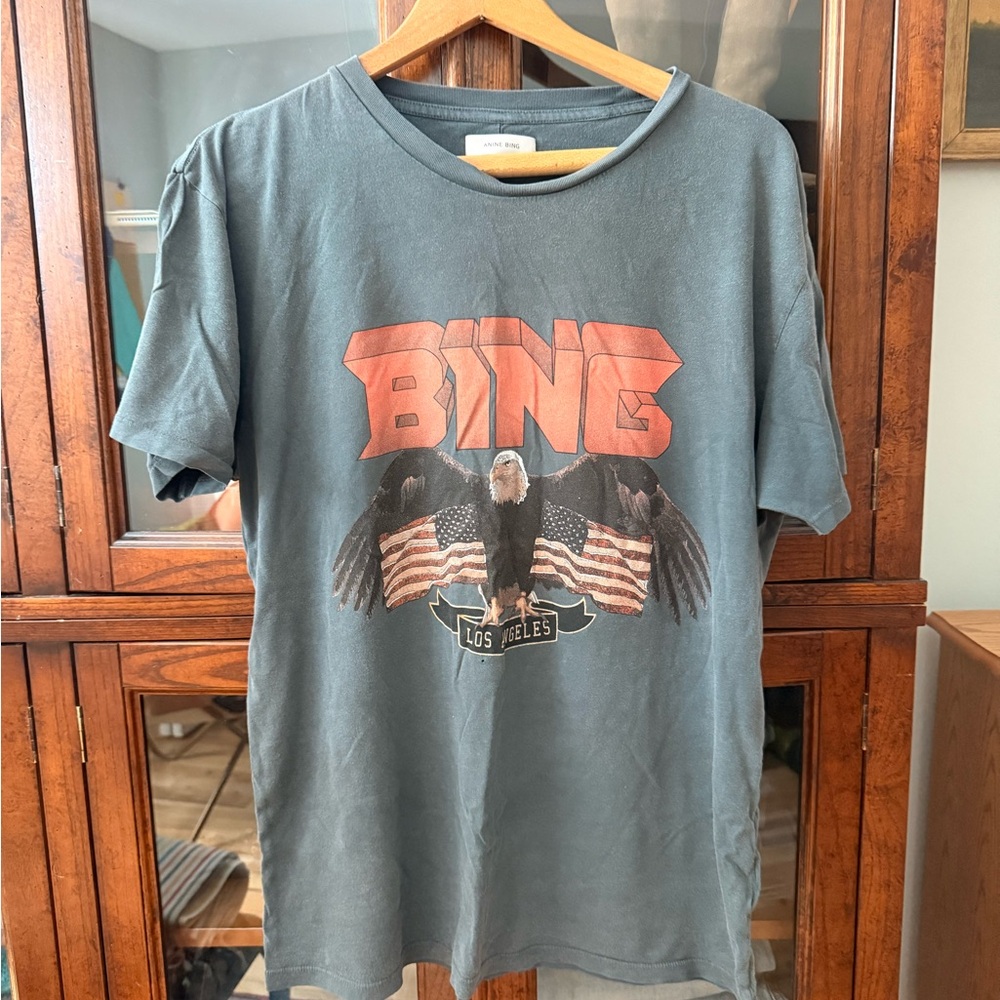 Bing Graphic Eagle Print Women’s T‑Shirt in Gray